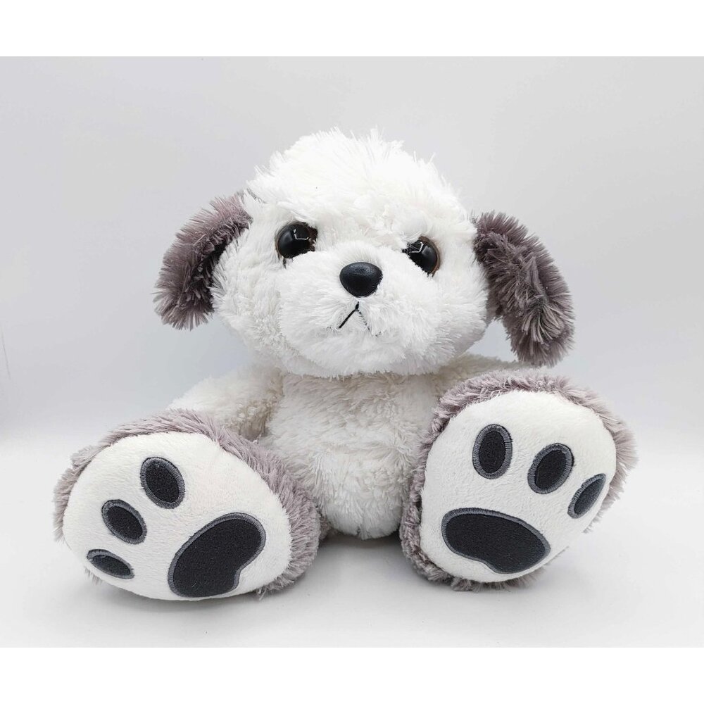 Aurora Taddle Toes Dog Puppy Plush Stuffed Animal White Gray Big Feet